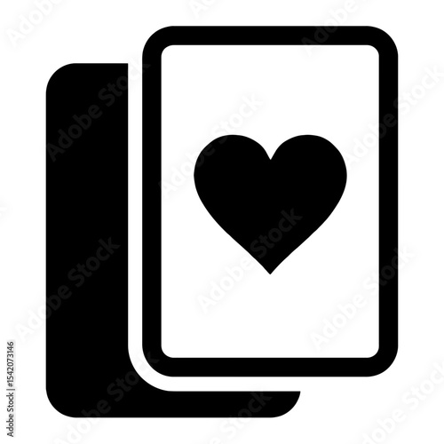 very simple flat and single minimalist Cards Heart Silhouettes in black on a white background