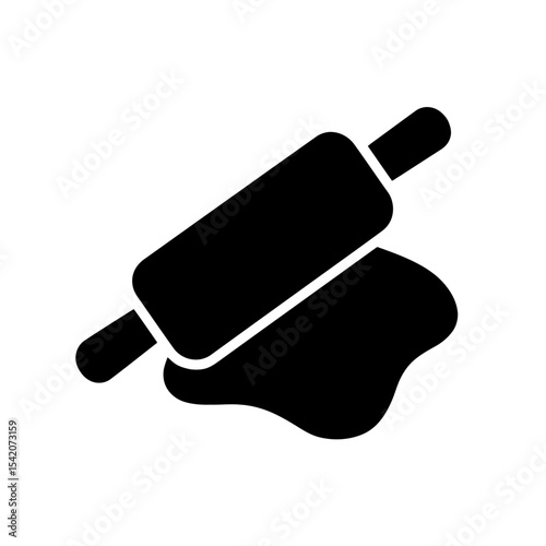 very simple flat and single minimalist Rolling Dough Silhouettes in black on a white background