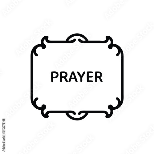 Black Ornate Frame with the Word Prayer in a Sans Serif Font on White Background Handmade
