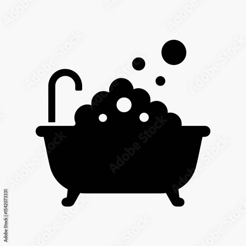 very simple flat and single minimalist Bubble Bath Silhouettes in black on a white background