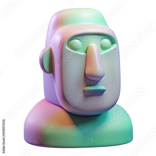 Abstract pastel colored 3d rendered head sculpture