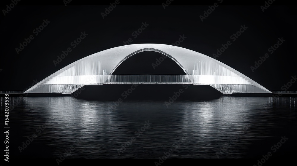 Obraz premium Illuminated Modern Bridge with Reflection on Calm Water Surface