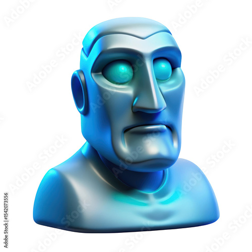 Stylized 3d render of a futuristic robot head bust
