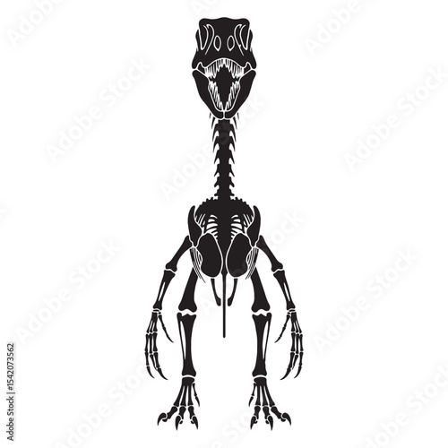 Sharp and agile – Velociraptor skeleton silhouette accompanied by stylized Velociraptor skeleton vector – dinosaur skeleton silhouette

