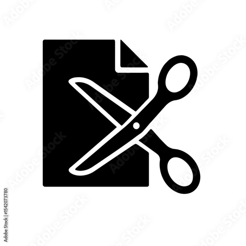 very simple flat and single minimalist Scissors  Paper Silhouettes in black on a white background