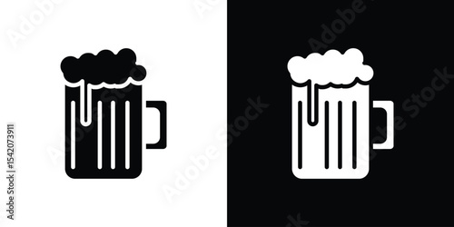Beer mug icon black silhouette for web, and mobile app