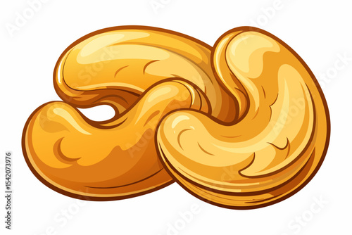 Two delicious roasted cashew nuts illustration