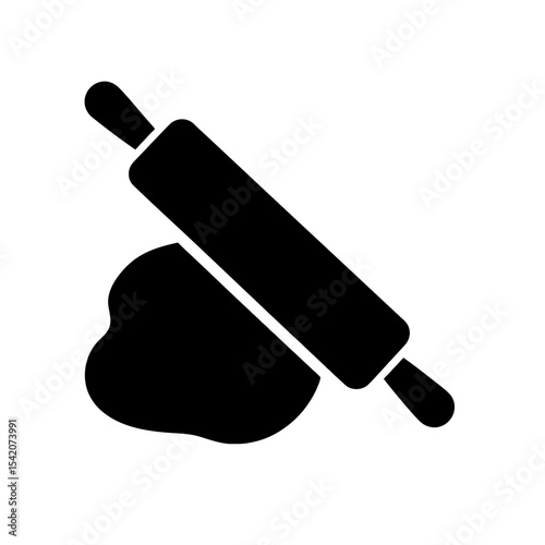 very simple flat and single minimalist Rolling Dough Silhouettes in black on a white background