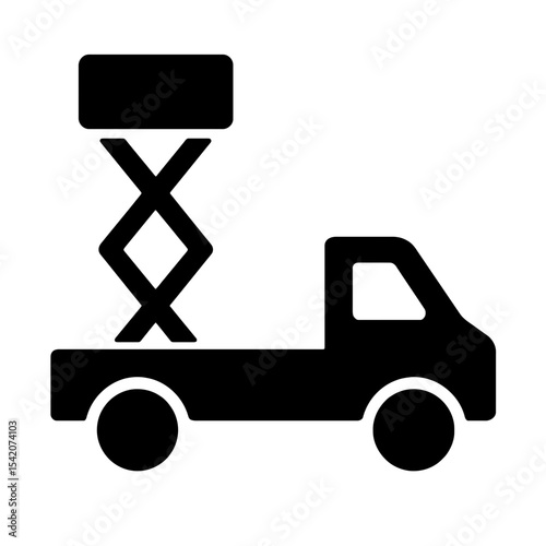 very simple flat and single minimalist Truck  Lift Silhouettes in black on a white background