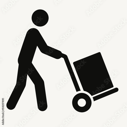 very simple flat and single minimalist Pushing Cart Silhouettes in black on a white background