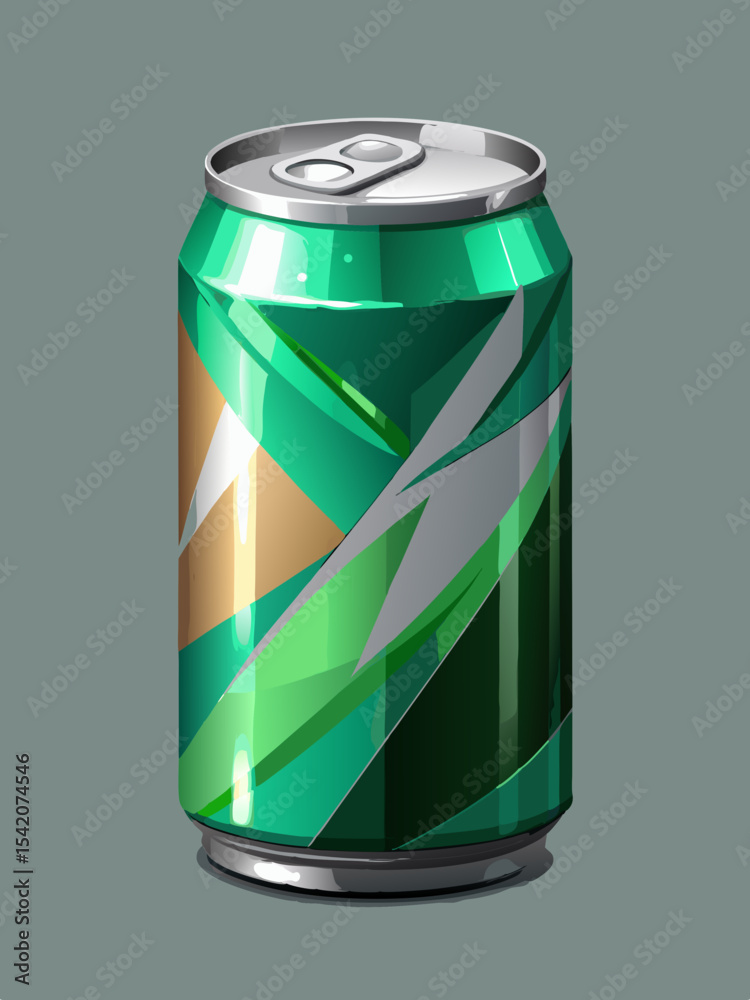Green and gold soda can graphic illustration Green and gold soda can graphic illustration