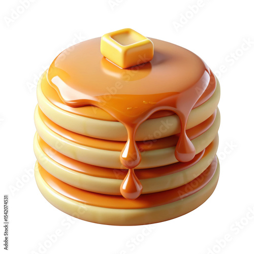 Delicious stack of pancakes with syrup and butter