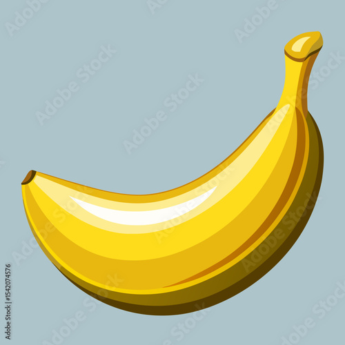 Single ripe yellow banana fruit illustration