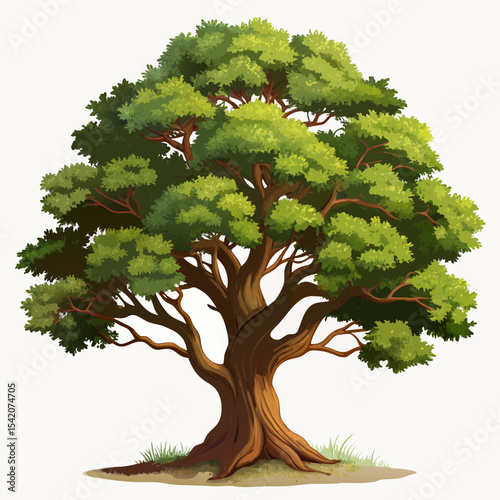 Large green deciduous tree illustration