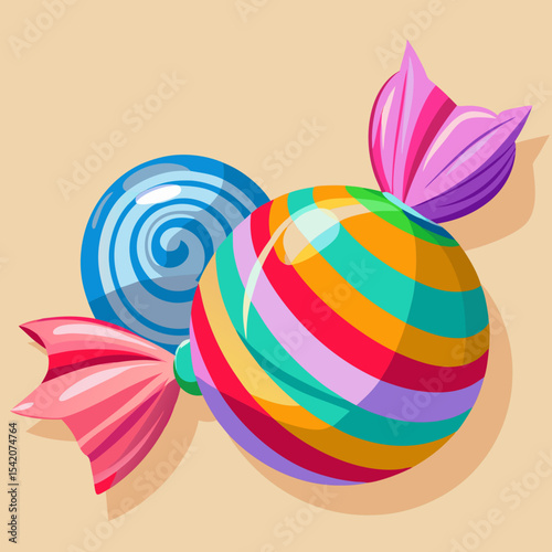 Colorful striped and swirled candies