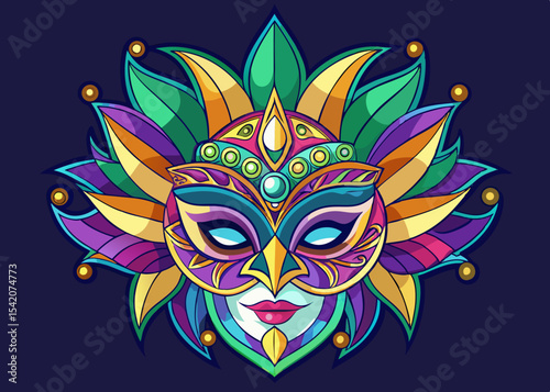 Colorful ornate venetian carnival mask design