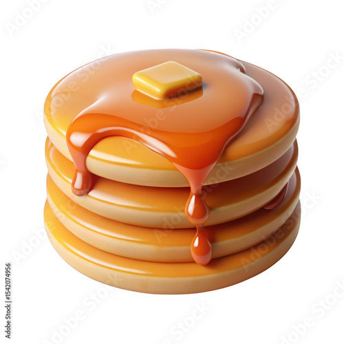 Delicious stack of pancakes with syrup and butter