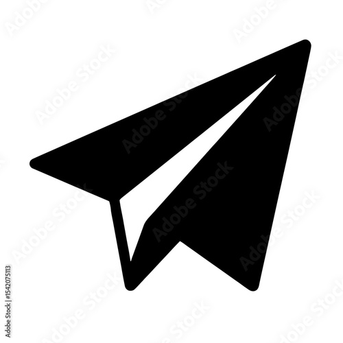 very simple flat and single minimalist Paper Airplane Silhouettes in black on a white background