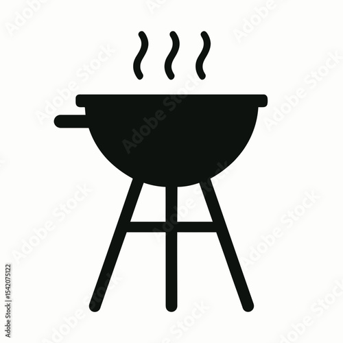 very simple flat and single minimalist Barbecue Grill Silhouettes in black on a white background