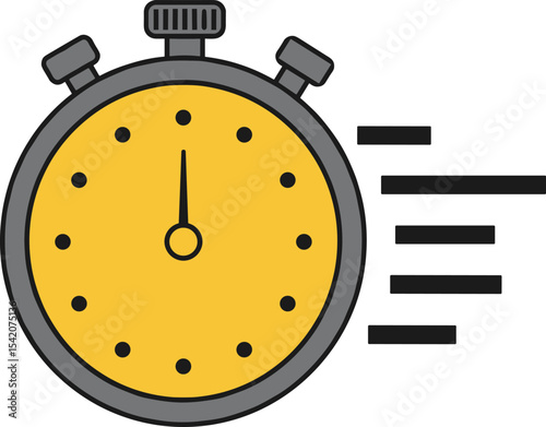 Stopwatch Speed Icon, Time Management Symbol, Fast Timer Illustration, Clock Running Graphic, Quick Stopwatch Design, Racing Timer Concept.