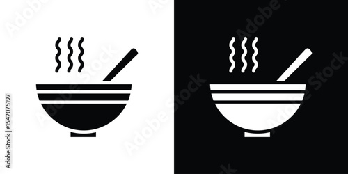 Bowl of soup icon black silhouette for web, and mobile app