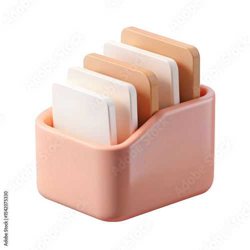 Modern pastel pink desk organizer with blank cards