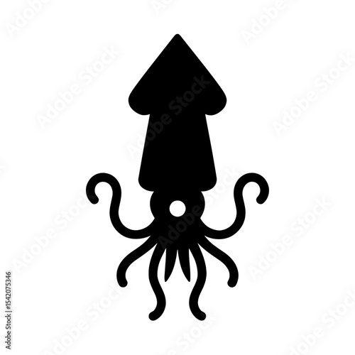 very simple flat and single minimalist Calamari Silhouettes in black on a white background