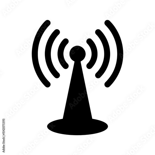 very simple flat and single minimalist Radio Antenna Silhouettes in black on a white background