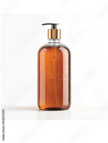 Amber Glass Shampoo Bottle icon on white background