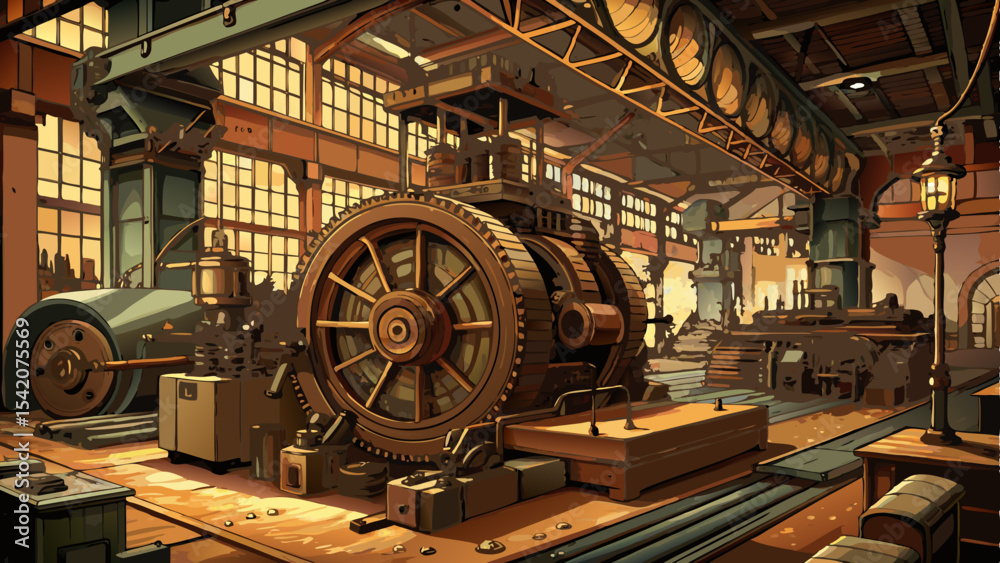custom made wallpaper toronto digitalVintage industrial factory interior with large gear