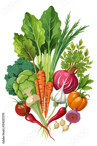 Fresh organic vegetables harvest bounty illustration
