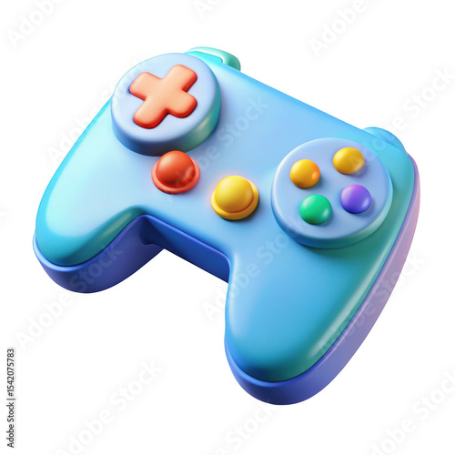 Colorful 3d render of a cartoon game controller