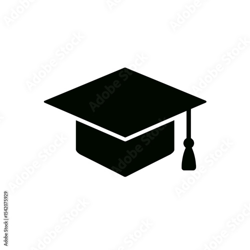 very simple flat and single minimalist Graduation Cap Silhouettes in black on a white background