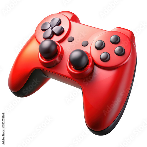 Red modern game controller isolated on black background