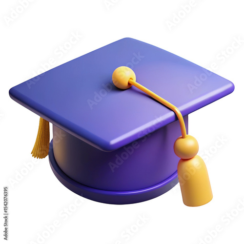 Purple graduation cap 3d render illustration