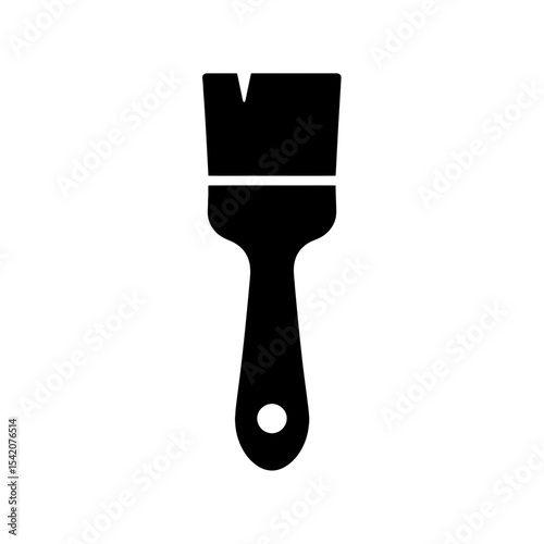 very simple flat and single minimalist Paint Brush Silhouettes in black on a white background