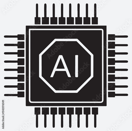 minimal AI chip silhouette vector art illustration