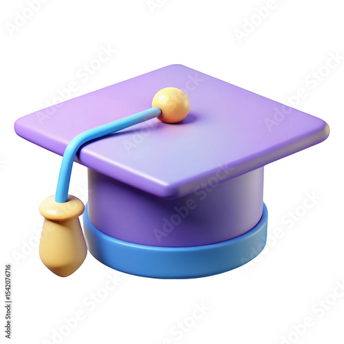 3d render of a pastel purple graduation cap