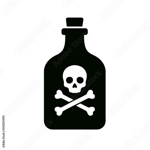 very simple flat and single minimalist Pirate Rum Silhouettes in black on a white background