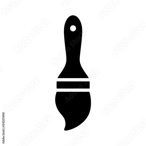 very simple flat and single minimalist Paint Brush Silhouettes in black on a white background