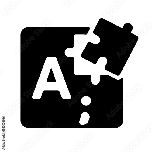 very simple flat and single minimalist Alphabet Puzzle Silhouettes in black on a white background