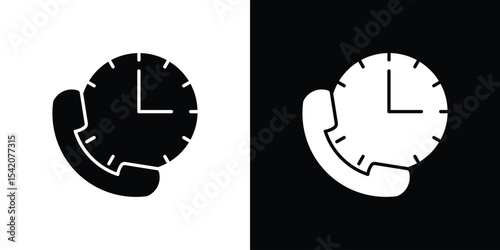 Call duration icon black silhouette for web, and mobile app