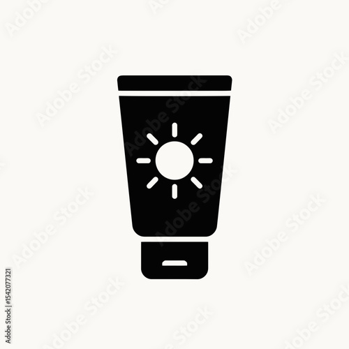 very simple flat and single minimalist Sunblock Silhouettes in black on a white background
