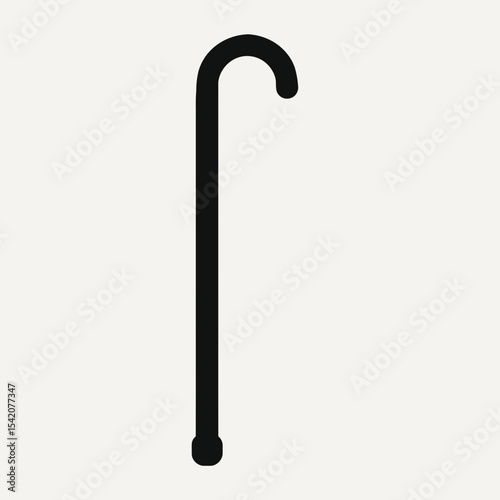 very simple flat and single minimalist Walking Stick Silhouettes in black on a white background