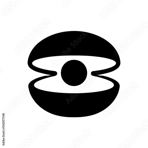 very simple flat and single minimalist Clams Silhouettes in black on a white background