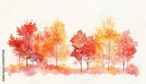 Watercolor autumn trees