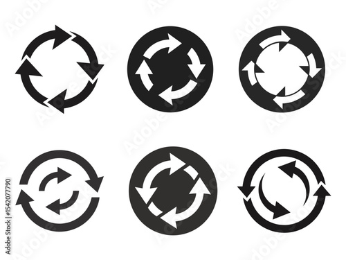 Circle arrow vector icon set. Rotation, recycle and refresh icon symbols. vector
