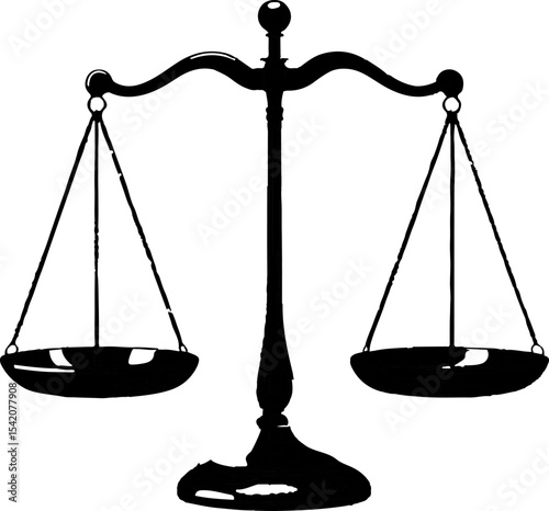 Black and White Silhouette of a Classic Scales of Justice Illustration Legal Symbol Balance Equality Law Theme