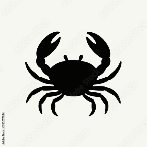 very simple flat and single minimalist Crab Silhouettes in black on a white background