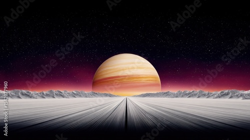 Pixel Art of a Planetary Horizon at Night with Shining Lights